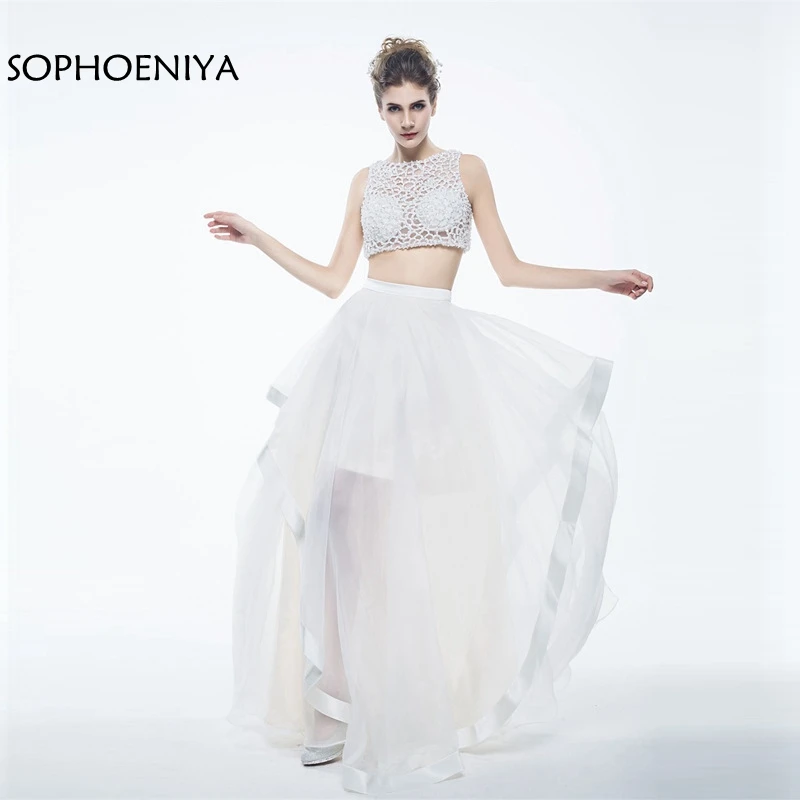 New arrival Two piece prom dresses Lace Beaded Formal dress Evening