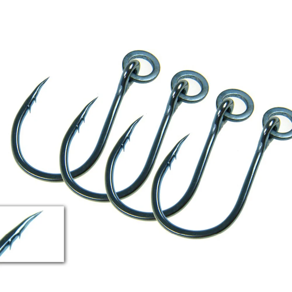 4pcs/lot 2/0 6/0 Big Eye Fishing Hooks High Carbon Steel Saltwater