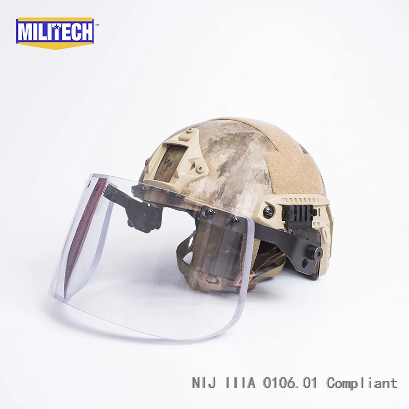 MILITECH ATACS AU OCC Liner Set NIJ IIIA FAST Bulletproof Helmet and Visor Set Deal Ballistic Helmet Ballistic Bullet Proof Mask