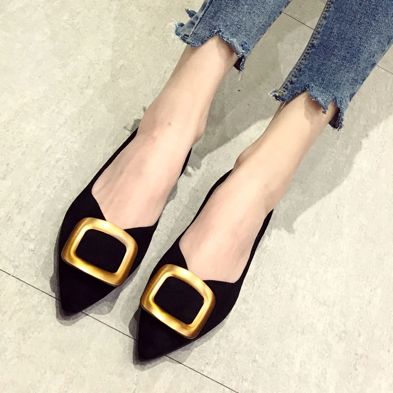 

2019 Spring Fashion Shoes Women Flats Soft Slip-On Woman Ballet Single Shoes Shallow Ladies Females Footwear Large Size Black