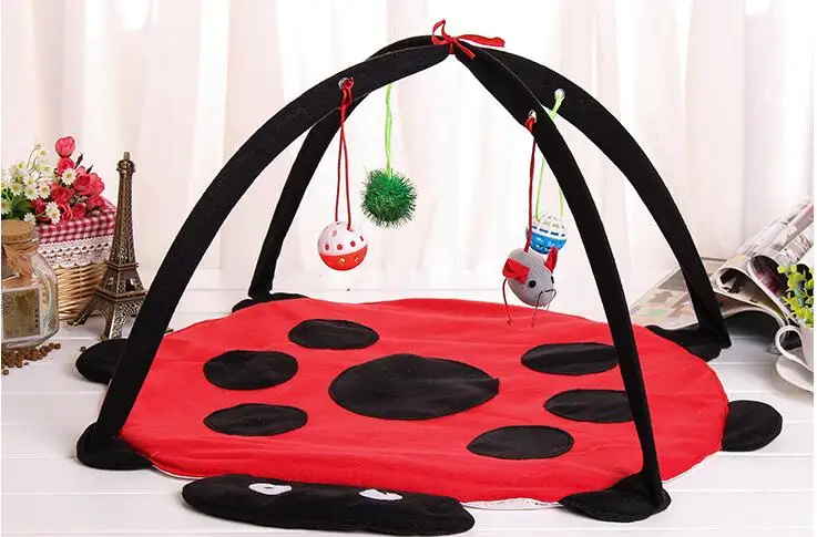 

Multi-function Foldable Cat hammock Beetle Shape Tent Cat Bed With Bell Ball Cat Toys