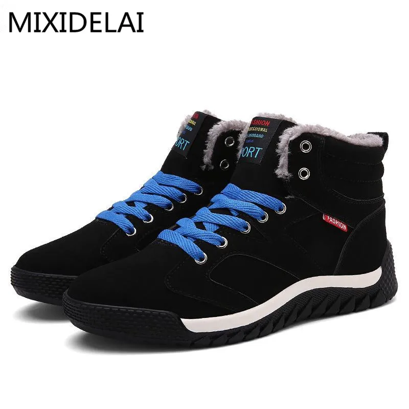 

Hot Sale 2019 Fashion Men Winter Snow Boots Keep Warm Boots Plush Ankle Boot Snow Work Shoes Casual Men's Snow Boots Size 39-48