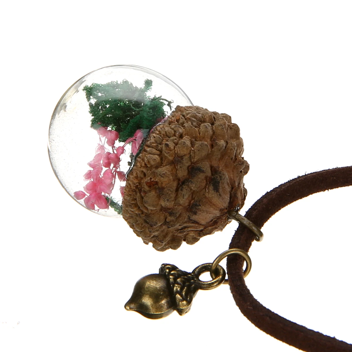 Fashion Crystal Glass Ball Acorn Necklace Shellhard Pinecone Dandelion Flower Pendant Necklace Vintage Jewelry Femme Bijoux