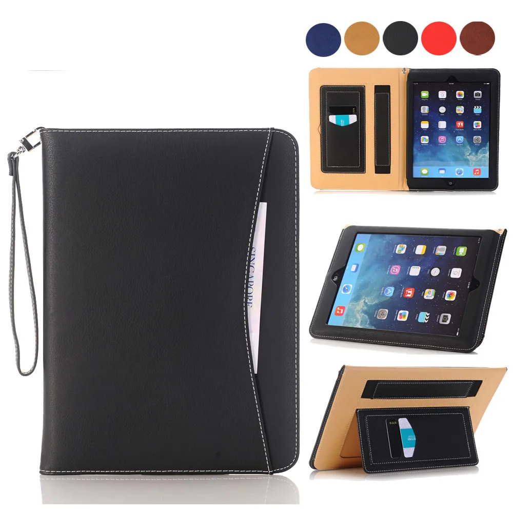 

Premium Multi-Function Wallet Flip Smart Cover Folio PU Leather Case for Apple iPad Mini 1 2 3 7.9 Tablet W/ Pocket, Hand Strap