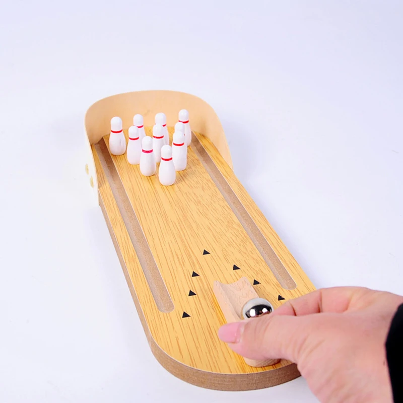 

Wooden Toys for Kids Educational Children Early Learning Wood Toys Intelligence Developmental Mini Bowling Desktop Game