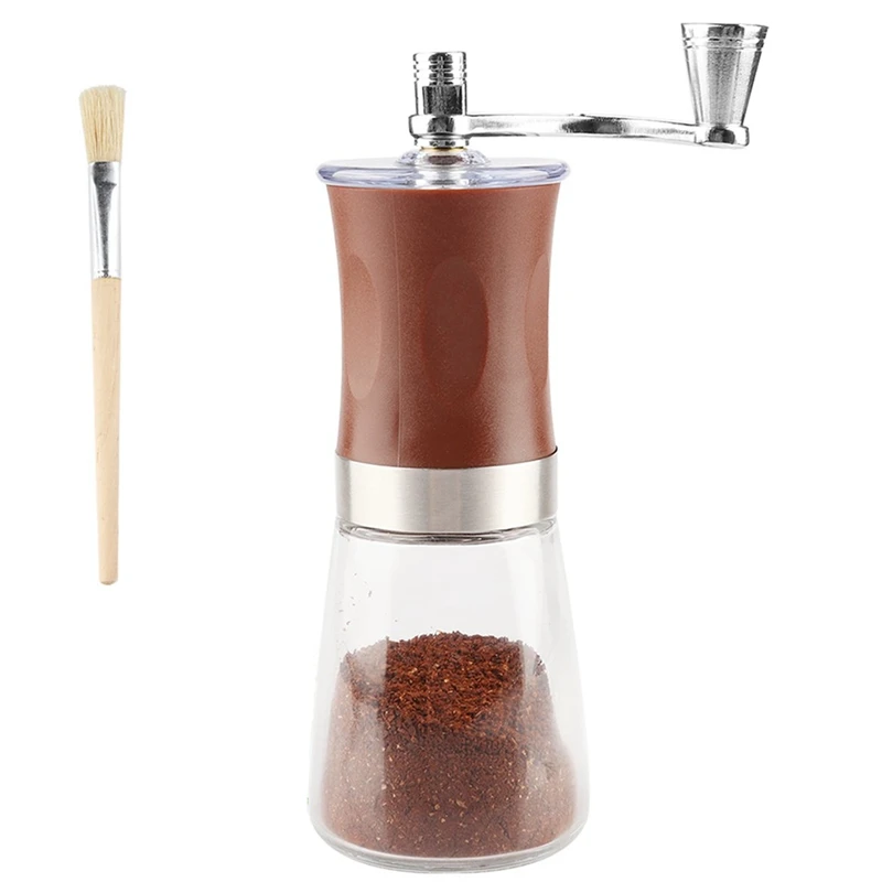 

Manual Coffee Grinder With Soft Brush, Hand Grinder Ceramic Conical Burr Mill Hand Crank Coffee Bean Grinder For Home Office T