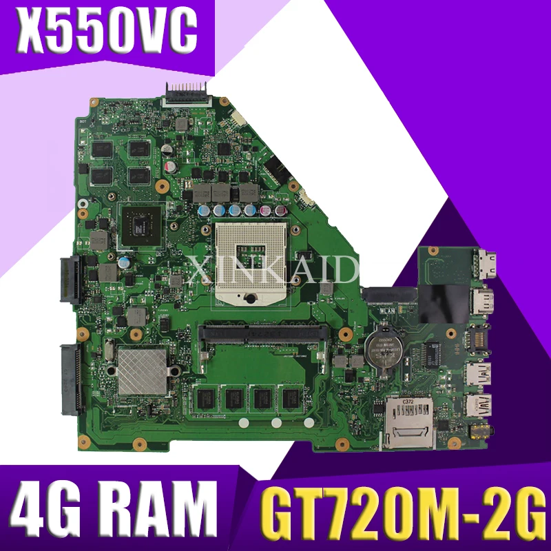 Xinkaidi Nieuwe X550VC Laptop Moederbord Voor Asus X550VC R510V X550V X550 Test Originele Moederbord 4G Ram GT720M-2G Xinkaidi Nieuwe X550VC Laptop Moederbord Voor Asus X550VC R510V X550V X550 Test Originele Moederbord 4G Ram GT720M-2G