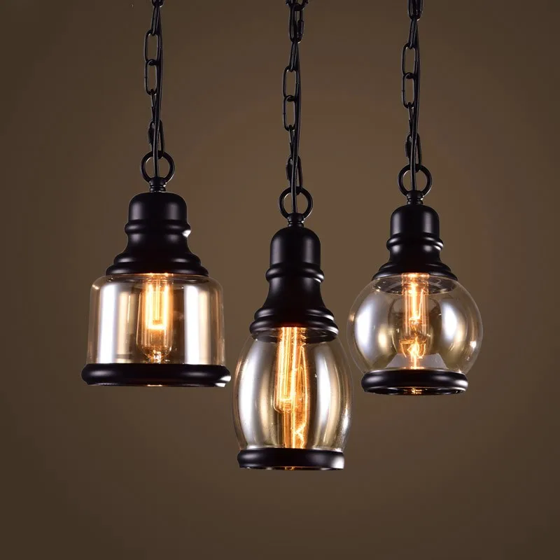 Minimalist Vintage pendant light. Pastoral glass droplight lamp. Retro american country LOFT style BarCafeRestaurantliving roomdinning room lamp.