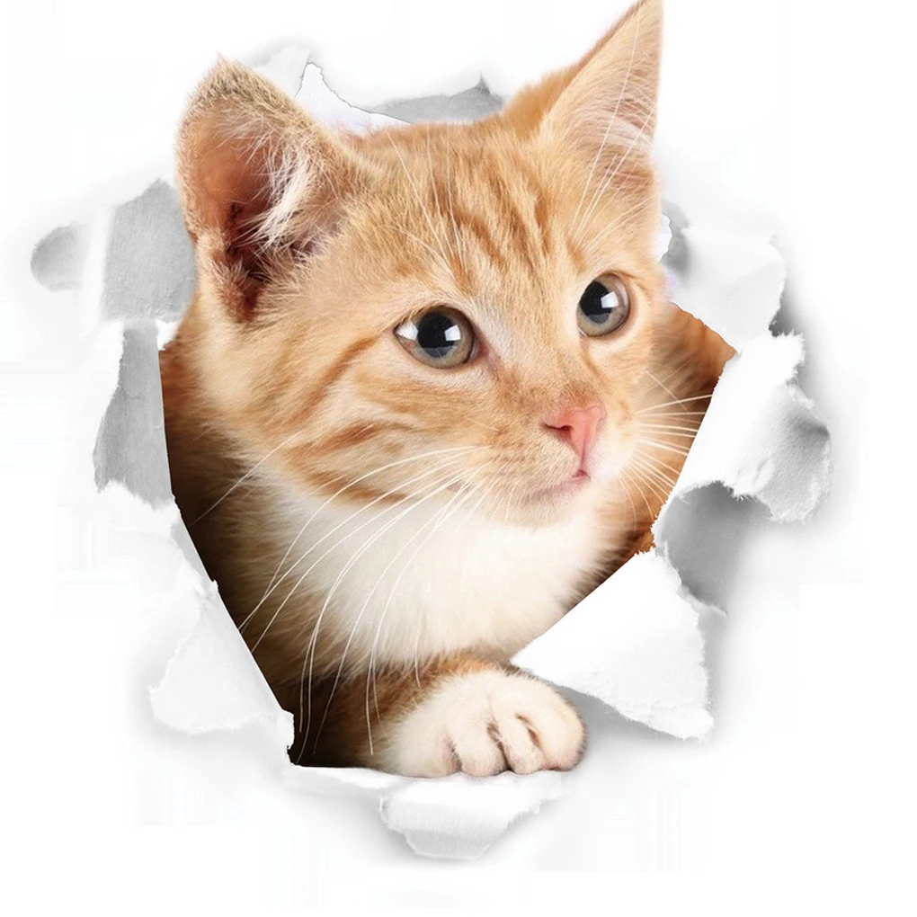 Горячие 3D милый котенок наклейка на крышку унитаза дети Спальня стены Deocration Кот стикер для холодильника