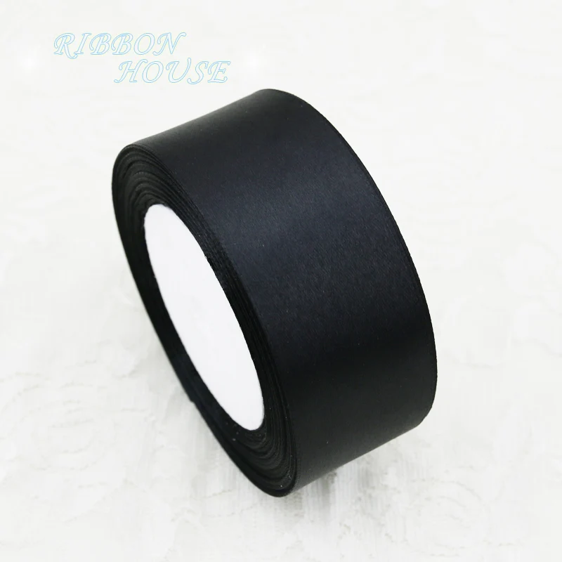 (25 yards/roll) Black Single Face Satin Ribbon Wholesale Gift Wrapping Christmas ribbons images - 6