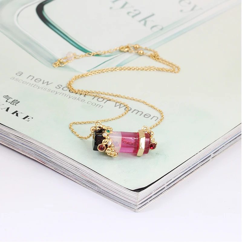 

NewArrivals Crystal Make A Bottle Necklace Clavicle Chain Electroplate Gold Prevent Allergy Jewelry