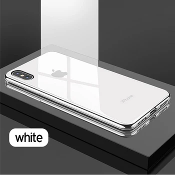 

Tempered Glass PC panel soft edge Phone Case For iPhone 6s 7 8 Plus 1111pro xs xr x Cover Luxury Hard Cases with white black red
