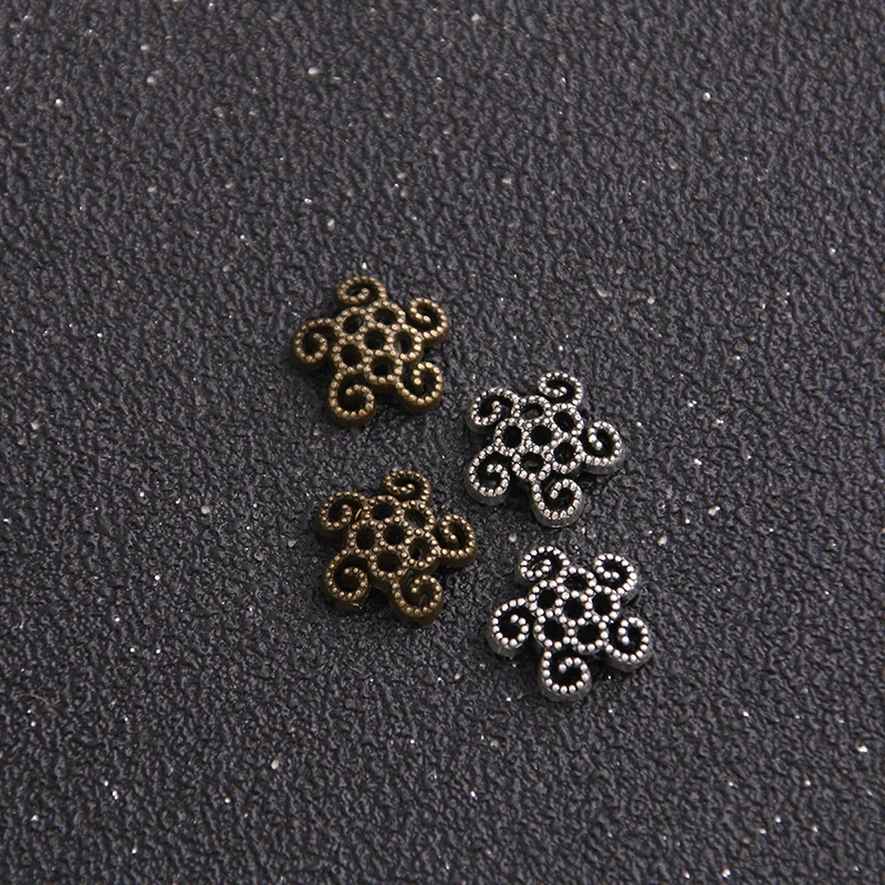 30pcs 12*12mm Two Color Alloy Metal Plated Spacer Bead Findings Fashion Hollowing out Cone Pattern DIY Bottom Bracket | Украшения и