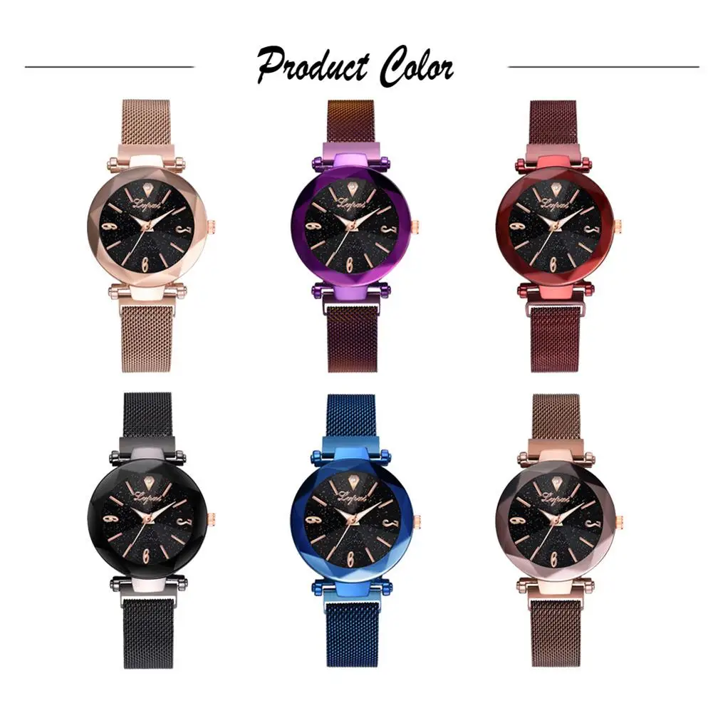 

Fashion Women Luxury Rhinestone Starry Sky Thin Steel Alloy Quartz Wrist Watch