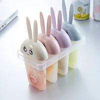 4 случаях ровными рядами милый маленький белый кролик стиль DIY Мороженое плесень 14*15 см