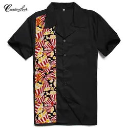 Новый модный дизайн мужские Рубашки для мальчиков попкорн печатных Панель Повседневное плюс Размеры masculino блузка хлопок работы Рубашки