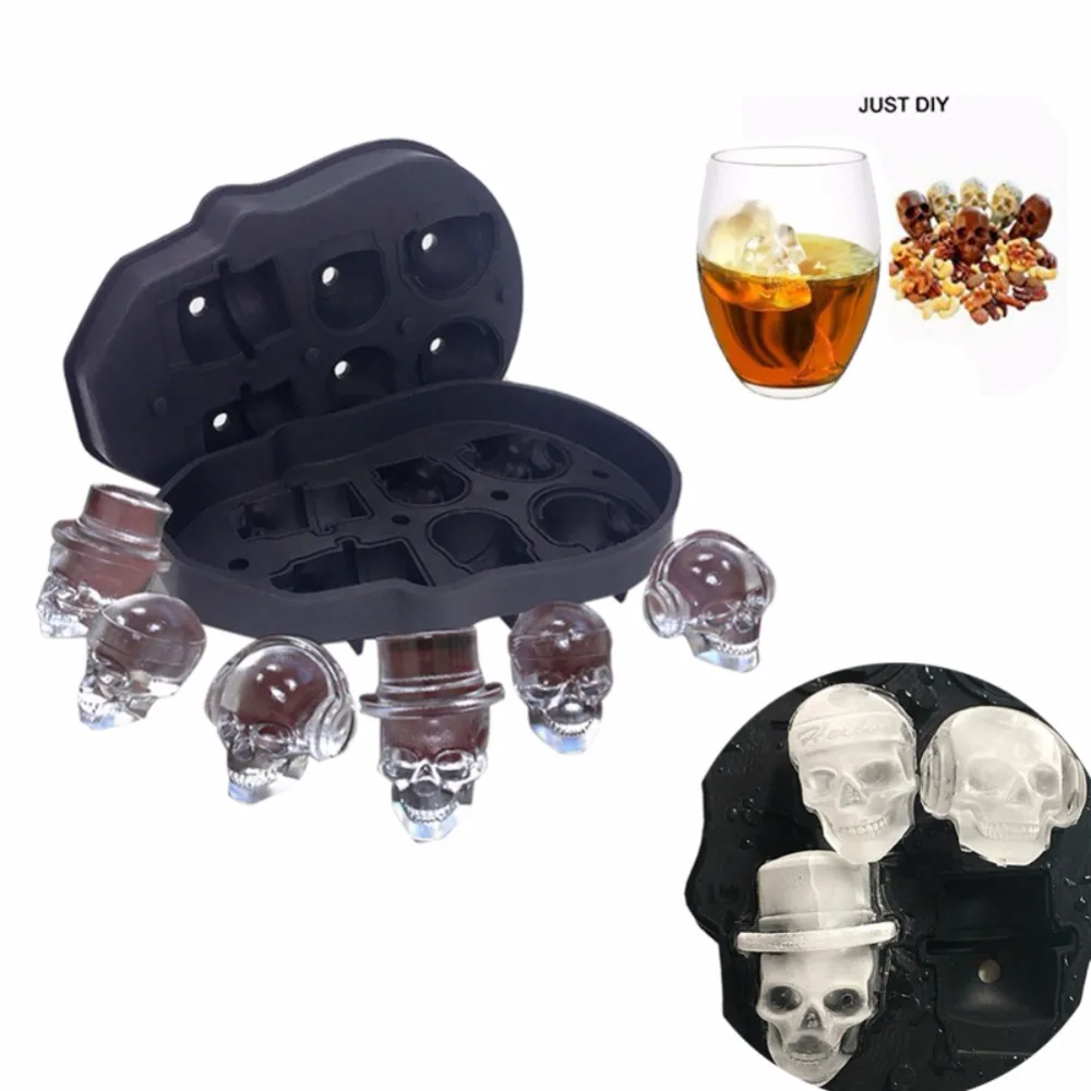 3D Skull Ice Cube Mold Mould Ice Maker Shaper Silicone Flexible Mold