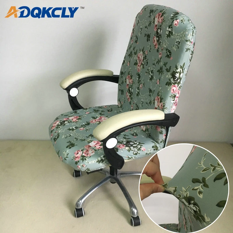 ADQKCLY Floral Elastic Computer Chair Cover Polyester ...