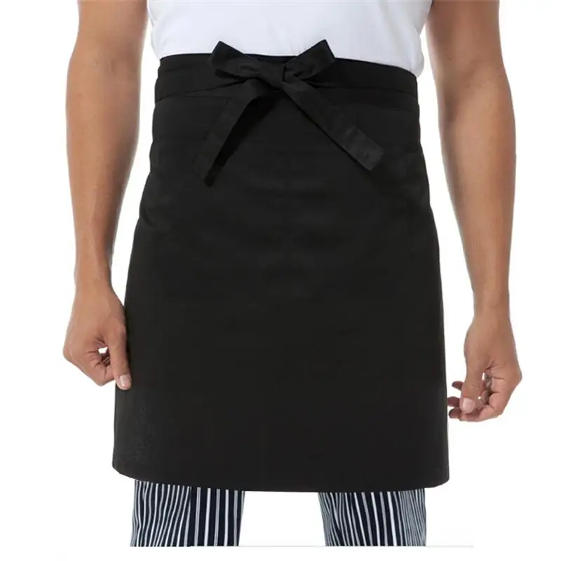 

LUOEM Unisex Kitchen Cooking Waist Apron Short Apron Waiter Apron with Double Pockets (Black)