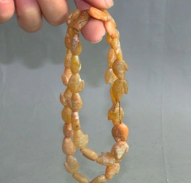 

10" chinese old jade Hand-carved Fish Necklace lucky fengshui Amulet Necklaces