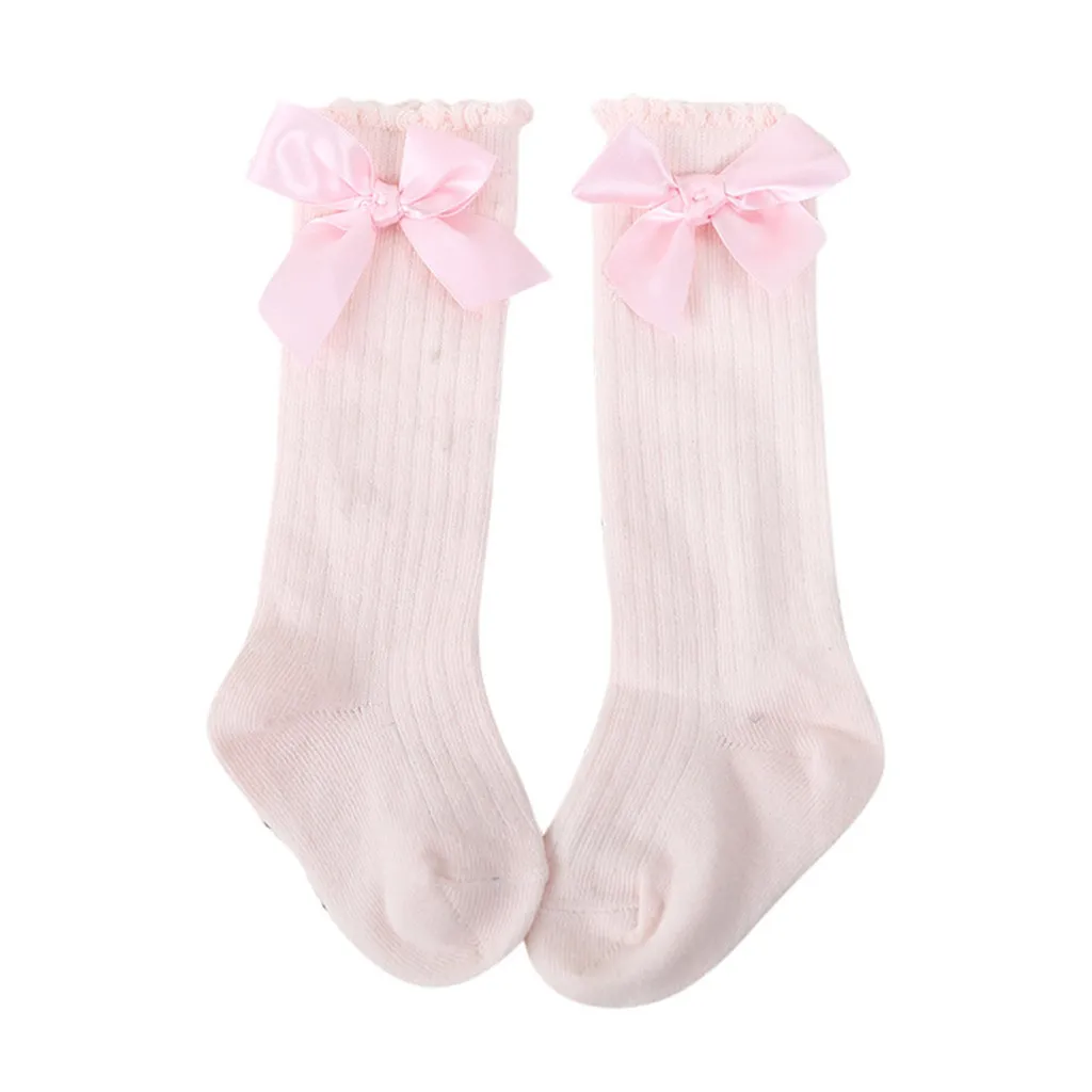Детские носки с большим бантом для маленьких девочек детские носки-трубы Нескользящие вязаные гетры с бантиком для детей, Calcetines Meia& 25