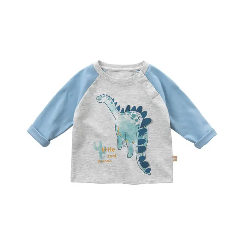 DBM10332 Dave Bella Весна Детские футболка с динозавром Детские Топы с длинным рукавом для малышей Высокое качество топы детские милые безрукавки - Цвет: Dinosaur print