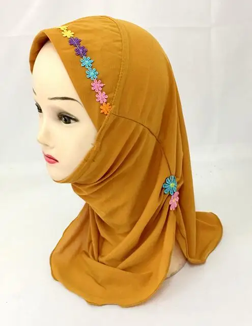 Рамадан мусульманский дети хиджаб для девочки шарф исламский цветок шапки шали Amira платок обертывание головной убор тюрбан арабский Детский шарф