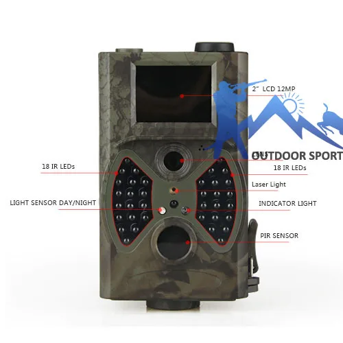 12 мегапикселей цветной CMOS охотничья камера 2LCD для охоты съемки OS37-0016