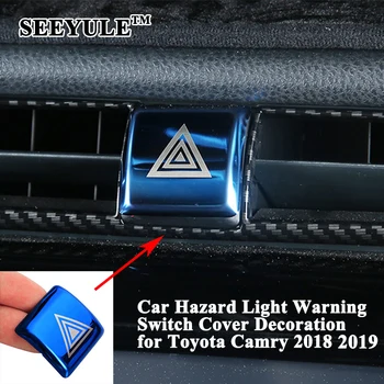 

1pc SEEYULE Car Emergency Button Cover Hazard Warning Flash Switch Decoration Sticker Accessories for Toyota Camry 2018 2019 202