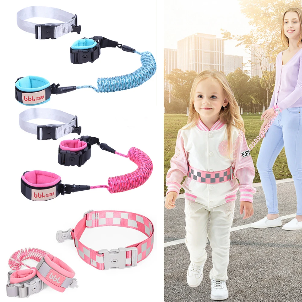 Babies Anti Lost Wrist Link,Toddles Safety Wrist Leash Blue Anti Lost Rope Walking Harness with Key Lock Reflective for Kids 6.56 Feet