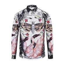 Правда гуляка Роза рубашки Новинка осени стилей пчелы футболки мужские Длинные рукава Мода животных элемент Лебединое Рубашки повседневные человек блузка