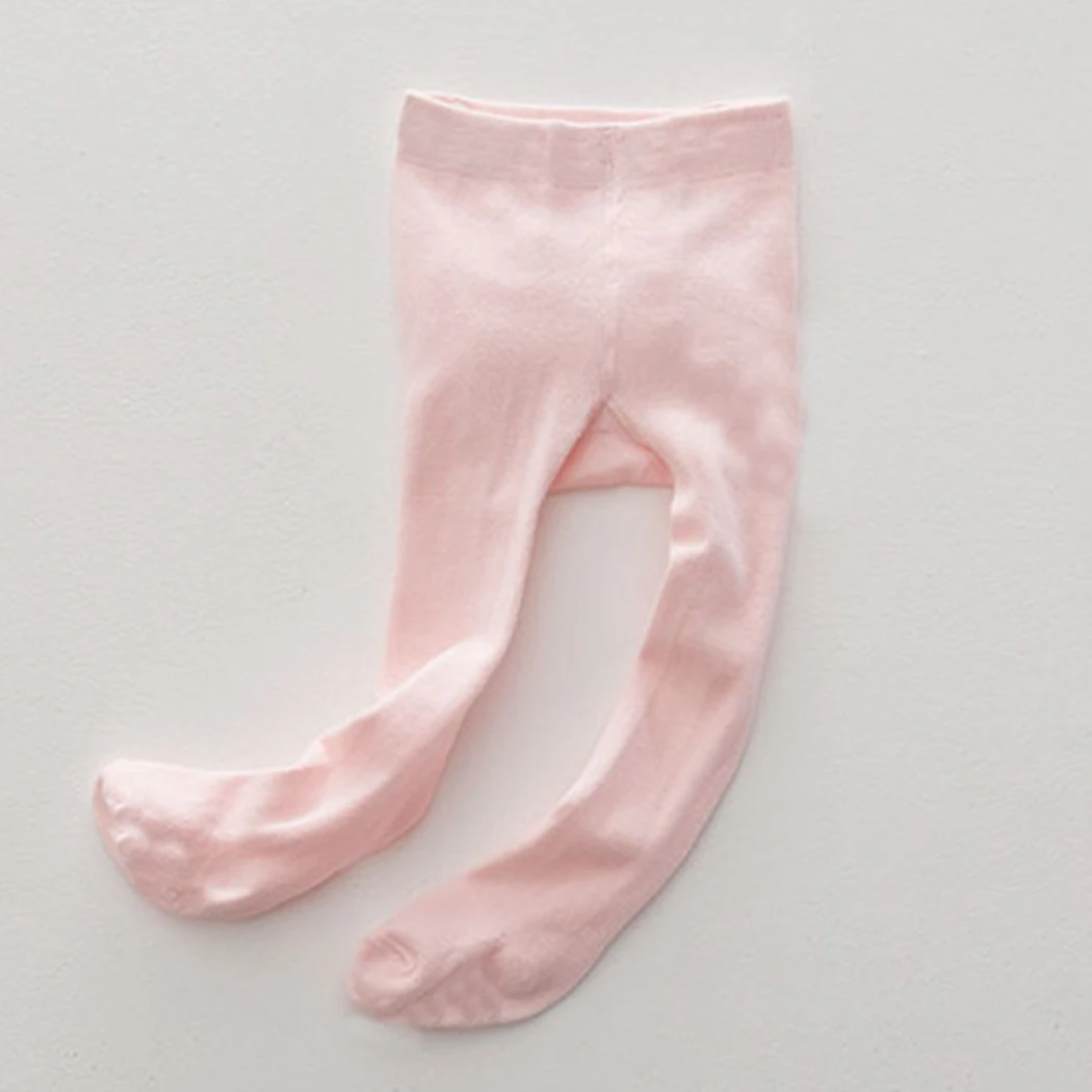 Лидер продаж, новые милые кружевные штаны для маленьких детей Нескользящие хлопковые однотонные колготки мягкие эластичные теплые колготки для маленьких девочек, дешево - Цвет: Pink