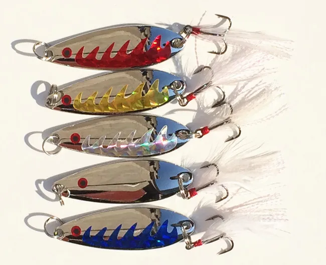 

5PCS/lot 10g metal lure fishing spoons striped bass fishing lure 5 Silver colors Artificial bait Fish Tackle