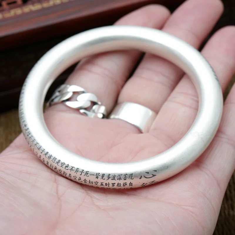 

Starfield S999 Sterling Silver Jewelry Retro Thai Silver Simple Female Models Matte Popular Bangle