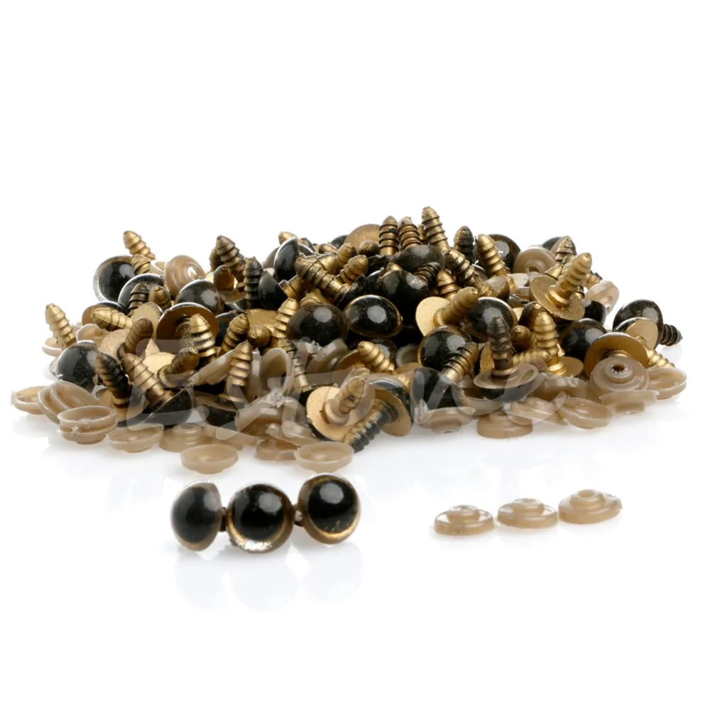 100Pcs/Set 10mm Plastic Safety Eyes Doll Accessories Plush Doll Accessories Doll Eyes For Teddy Bear Doll Animal Puppet Green/Blue/Brown/Transparent/Yellow/Red/Gold/Mixed Color