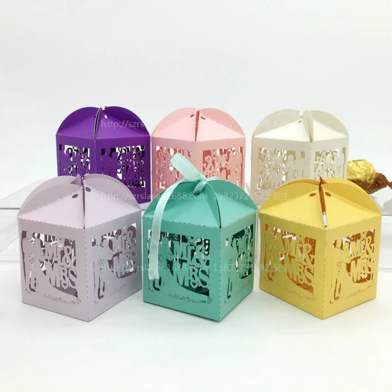 50Pcs/set MR & MRS Wedding favors box Birthday Party Gift Boxes Wedding Candy Boxes Party