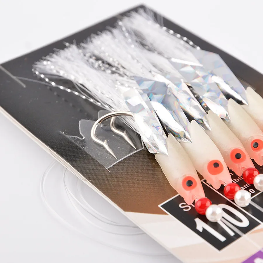 5Packs*1/0Saltwater Sea Herring Hook Sabiki Soft Fishing Lure Rigs