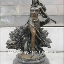 Западная бронзовая мраморная обнаженная женская статуя павлина