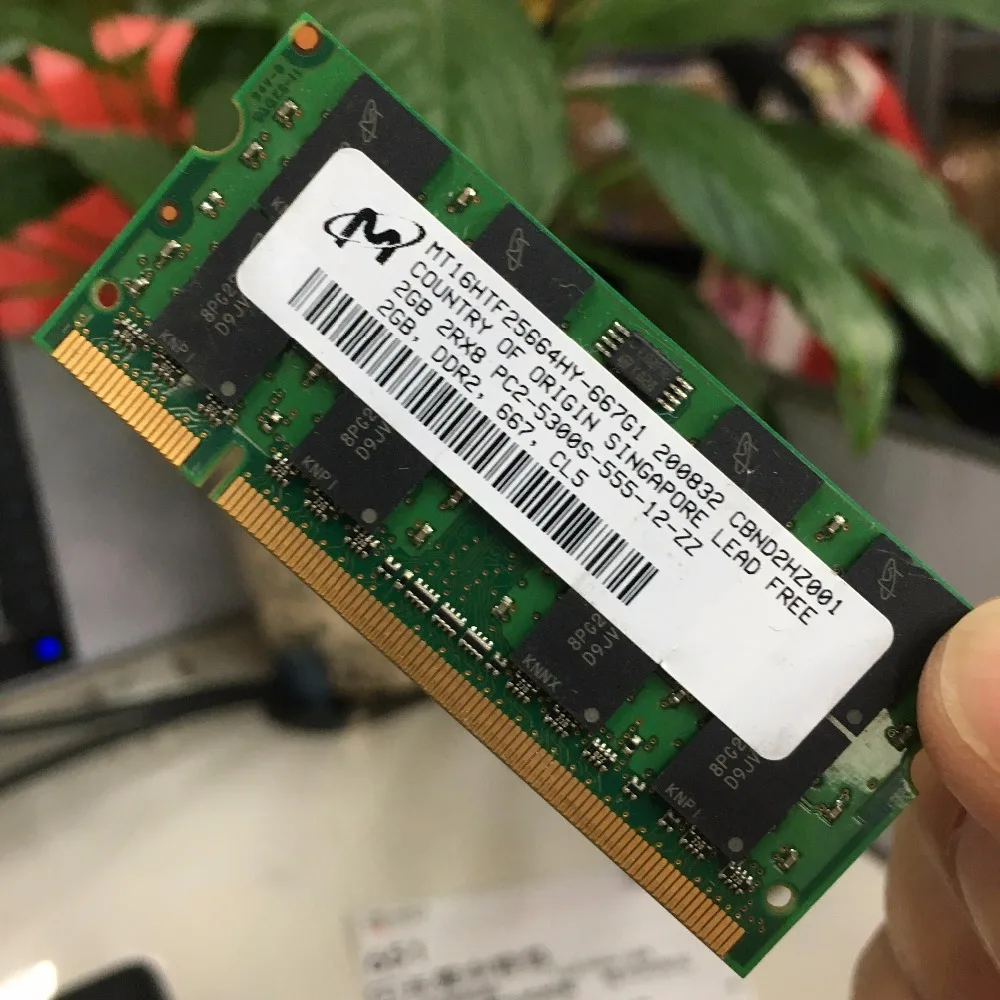 ميكرون شرائح الدفتري المحمول 1 جيجابايت 2 جيجابايت 1 جرام 2 جرام PC2 ddr2 5300 ثانية 6400 ثانية 667 800 667 ميجا هرتز 800 ميجا هرتز ECC الدفتري المحمول ذاكرة RAM