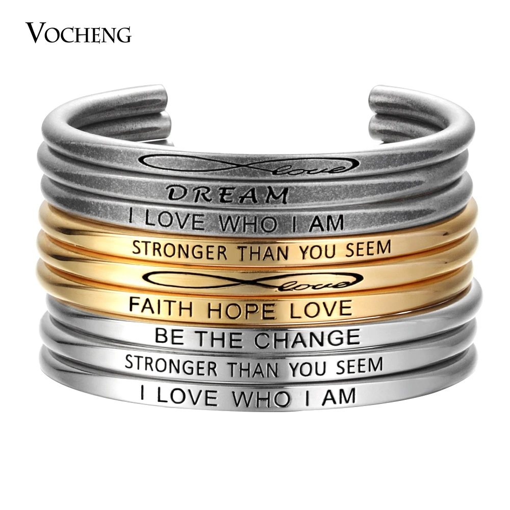 

Stainless Steel Mantra Bangle Quotes Engraved Etching Process Bracelets Trending Jewelry Width 4mm 3 Colors Plated SL-023