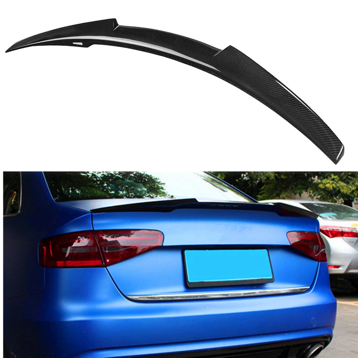 Black Carbon Fiber Rear Boot Spoiler Wing Trunk Spoiler Wing M4 Style