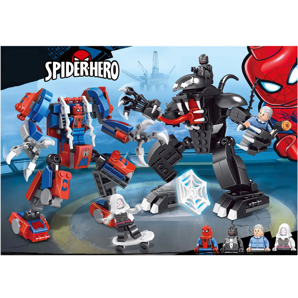 spider man mech vs venom mech lego