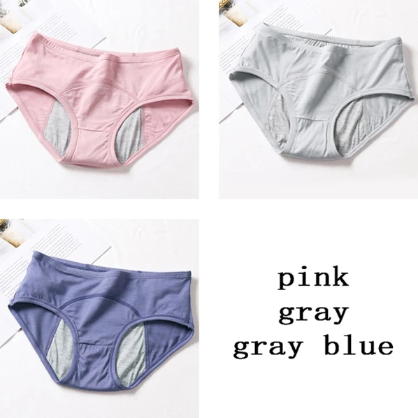 Pink Gray Blue DULASI герметичные менструальные трусики, физиологические штаны, женское нижнее белье, комфортное, хлопок, средняя посадка, дышащие трусы 9063 - Цвет: Pink Gray Blue