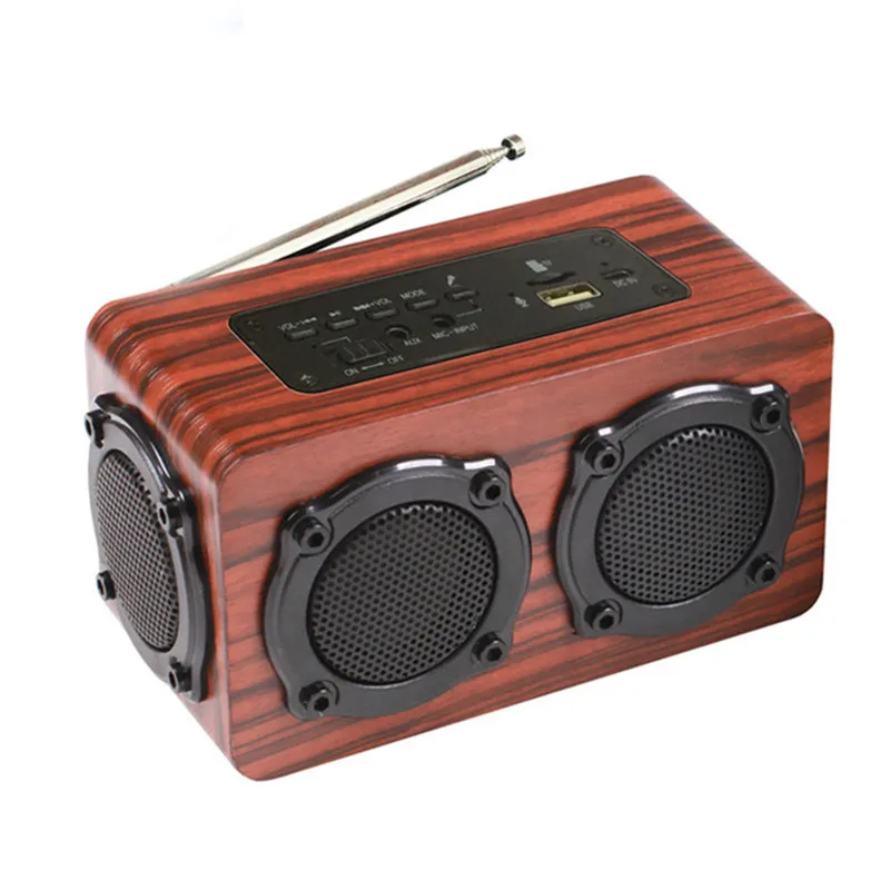 

ihens5 X7 Portable Wireless Speaker Stereo Wooden Bluetooth Speakers Column Loudspeaker with mic FM Radio TF card for phones
