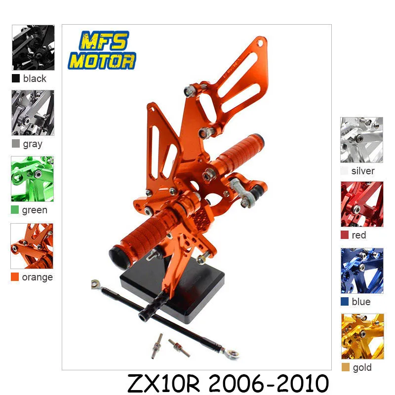 

For Kawasaki Ninja ZX10R 2006-2010 CNC Adjustable Rearset Motorcycle Accessories Foot Rest Foot Pegs ZX-10R Footrests