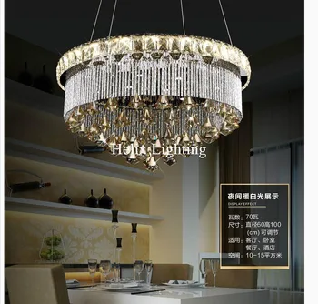 

New Arrival Modern D60cm LED Luxury Newly European Top K9 Champagne Crystal Pendant Light Hotel Hall Living Room Dining Room AC