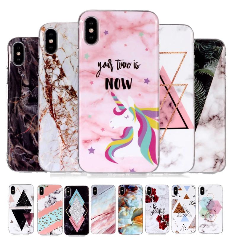 Мраморный телефон с единорогом чехол для iPhone 7 s X XS MAX XR 8 6 6S PLUS 5 5S SE Модный Стильный