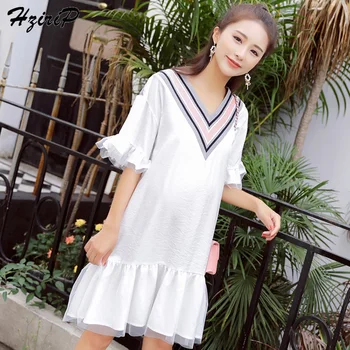 

HziriP Hot Pregnant Dress Women Solid Dress Nursing Loose Maternity Casual V-neck Knee-Length Dress Short Sleeves Size M-XXL
