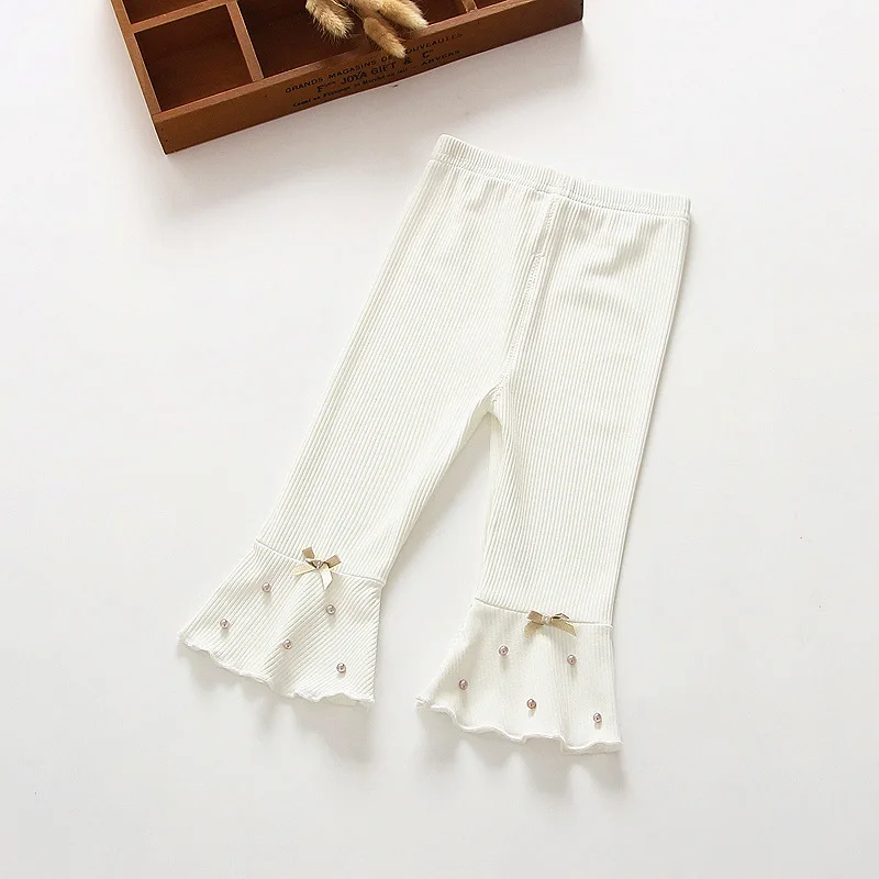 2017 Summer Baby Fashion sweet solid bead 3/4 pants, infant leggings