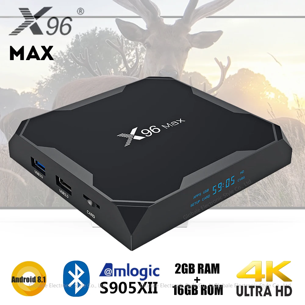 

Original X96 MAX Smart TV Box Android 8.1 Amlogic S905XII 2GB 16GB 4K Media Player HDMI Set-top Box Set Top Box PK TX3 Mini